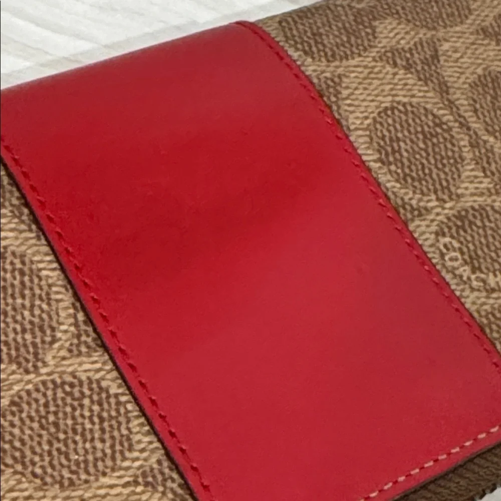 Coach Bag Dalton 31 Red Leather Signature Logo Shoulder Bag Wallet Set - Picture 10 of 17